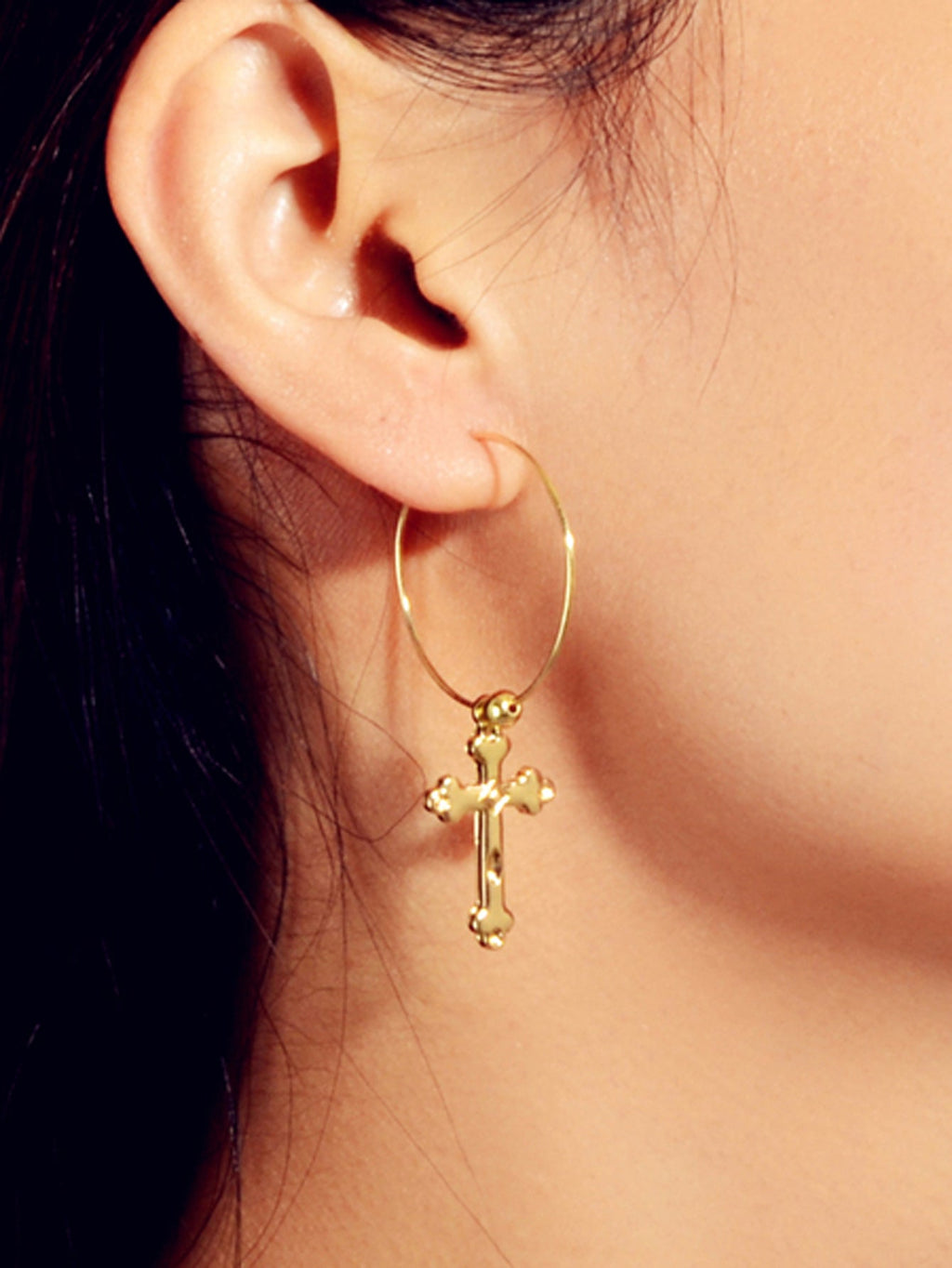 Steampunk Cross Charm Circle Hoop Earrings Goth Hip Hop Party Decoration Jewelry