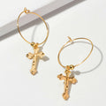 Steampunk Cross Charm Circle Hoop Earrings Goth Hip Hop Party Decoration Jewelry