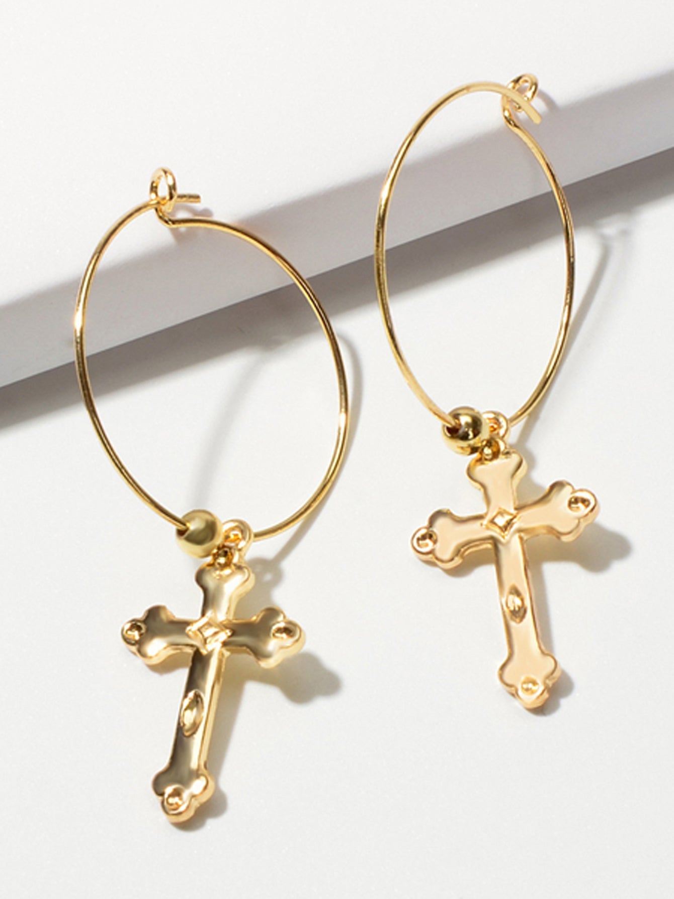 Steampunk Cross Charm Circle Hoop Earrings Goth Hip Hop Party Decoration Jewelry