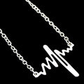 Cool Punk Goth Black Silver Chain Minimalist Heartbeat Abstract Art Necklace