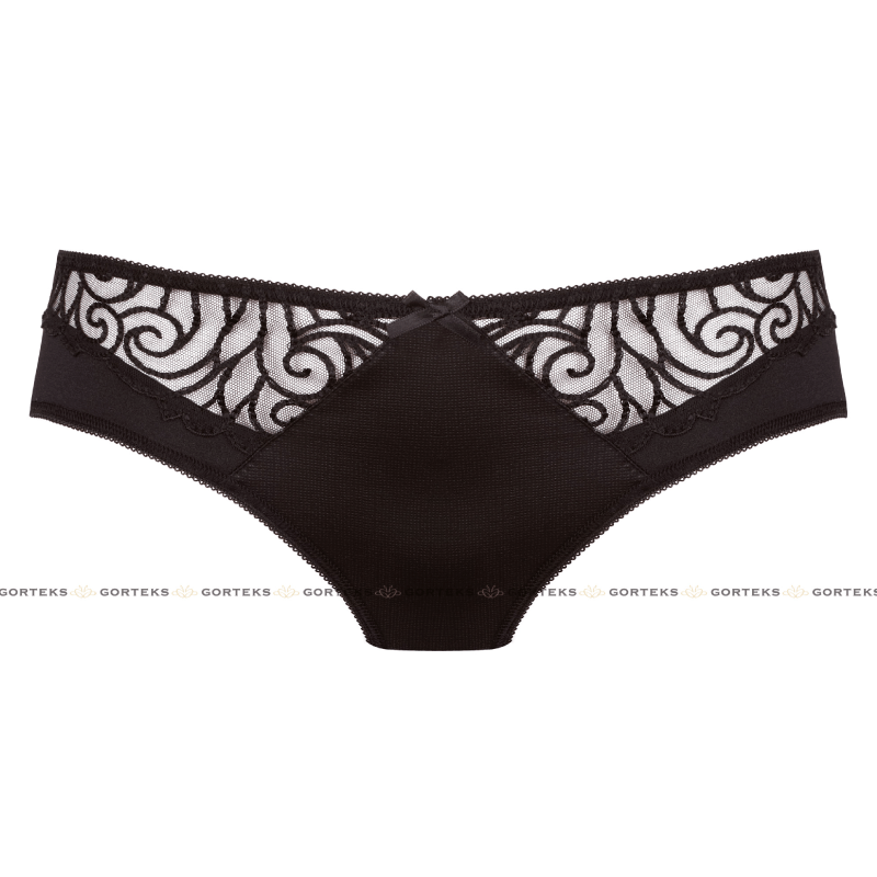 Sheer Embroidered Bikini Panty Gorteks Onyx